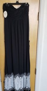 Soma strapless maxi dress, urban tattoo print